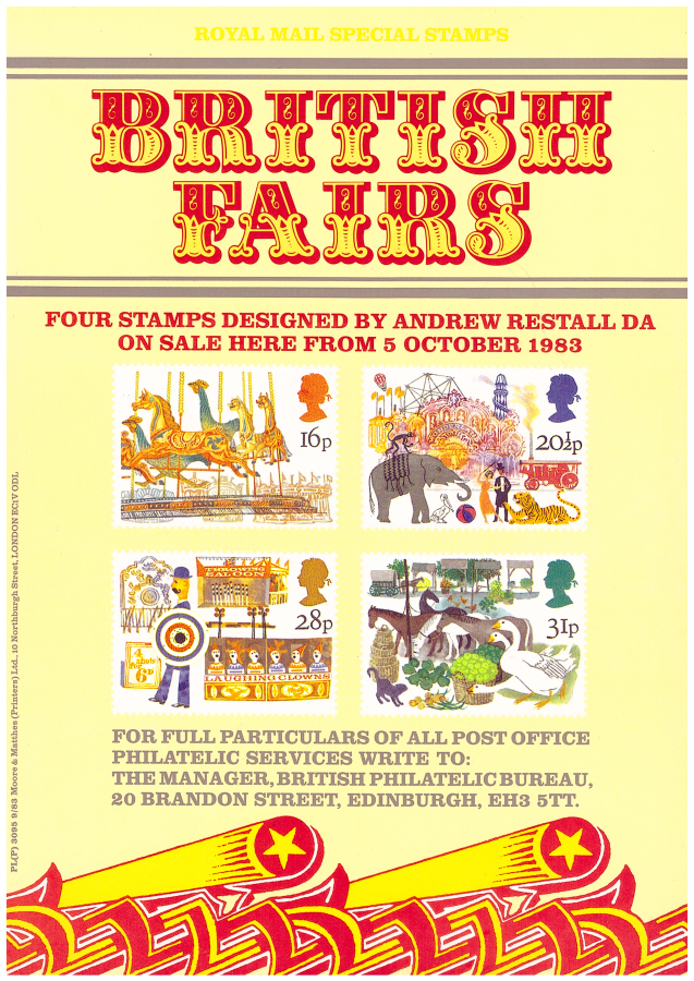 (image for) 1983 British Fairs Post Office A4 poster. PL(P) 3095 9/83. - Click Image to Close